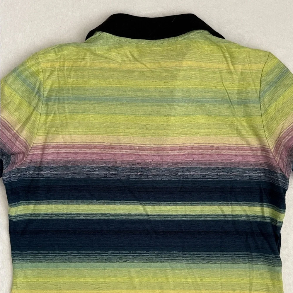 Paul Smith | V-Neck Contrast Collar Striped Cotton T-Shirt Made in Italy (M) - Picture 12 of 15